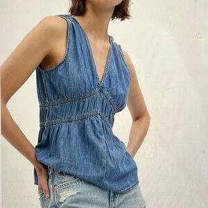 New Gap 100% Organic Cotton Denim Top in Blue Size L